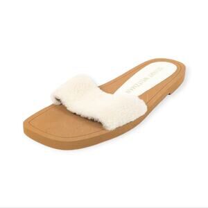 Stuart Weitzman Natural Cammy Shearling Slide Sandals Size 11